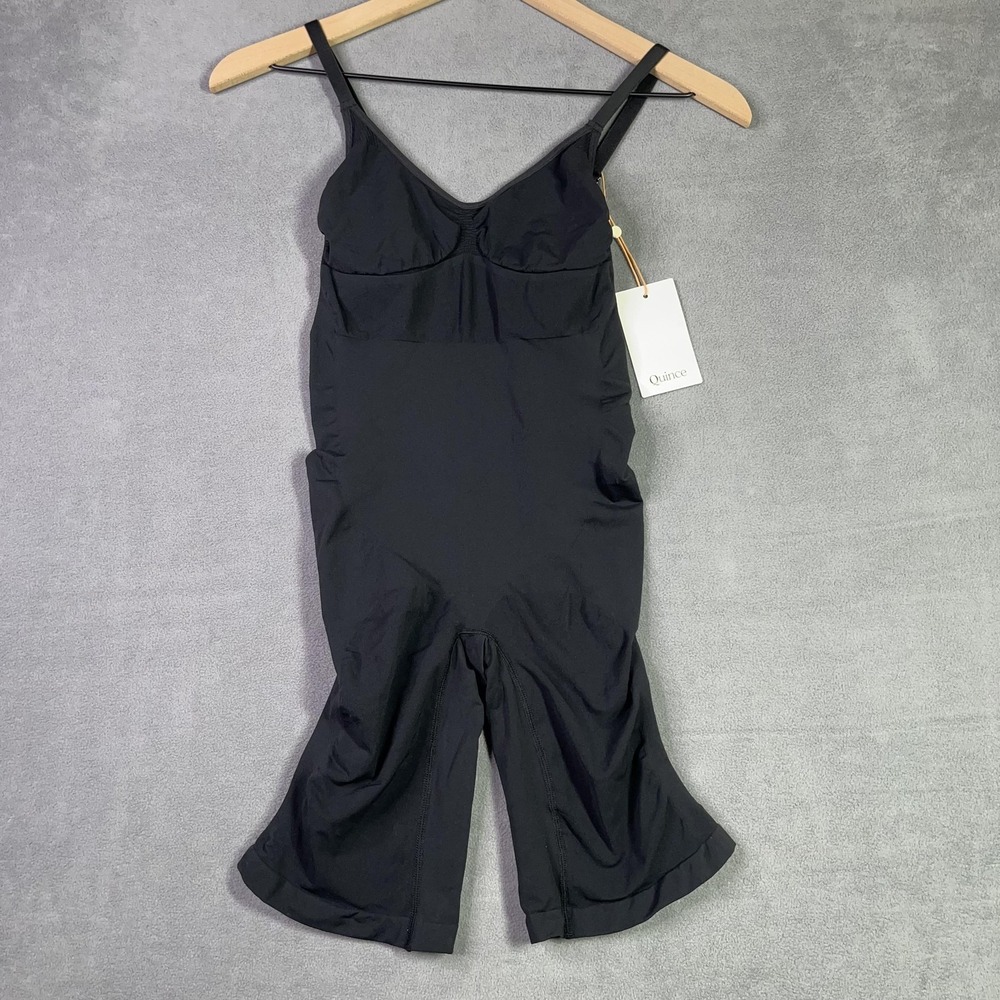Quince Sculpting Mid-Thigh Bodysuit Shapewear Nylon Spandex Black Women's XLNWT